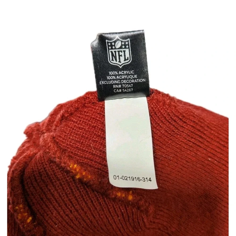 47 Brand Washington Redskins NFL Youth Beanie Hat Burgundy Gold Striped Pom Pom